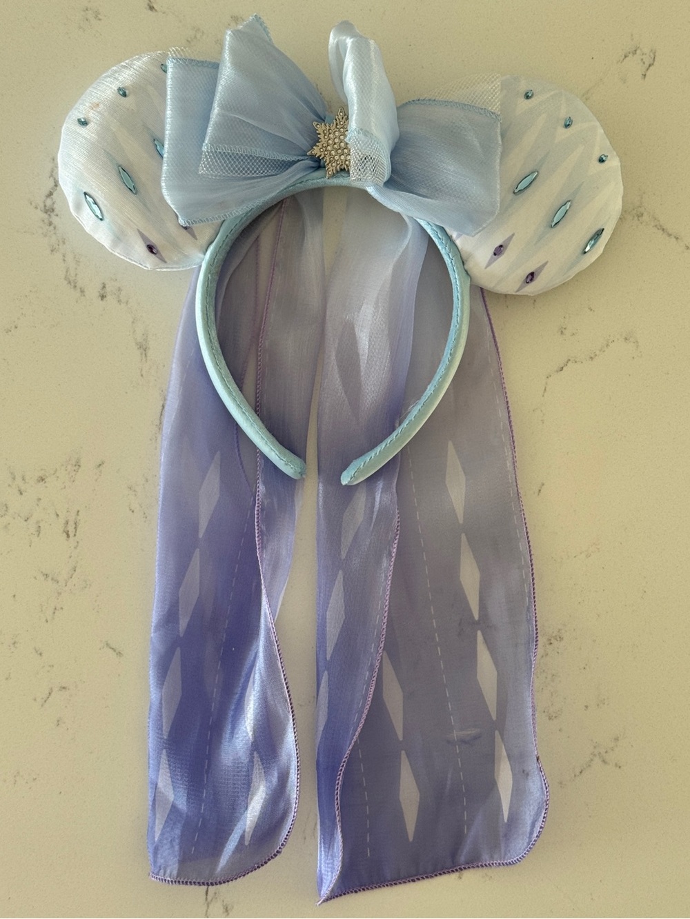 Disney Parks Frozen Elsa Minnie Mouse Ear Headband Adult Blue Bow